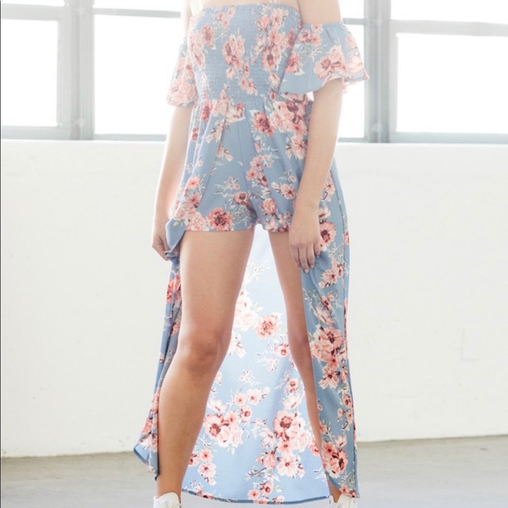 Mimi Chica Off the Shoulder Maxi Romper NWOT
